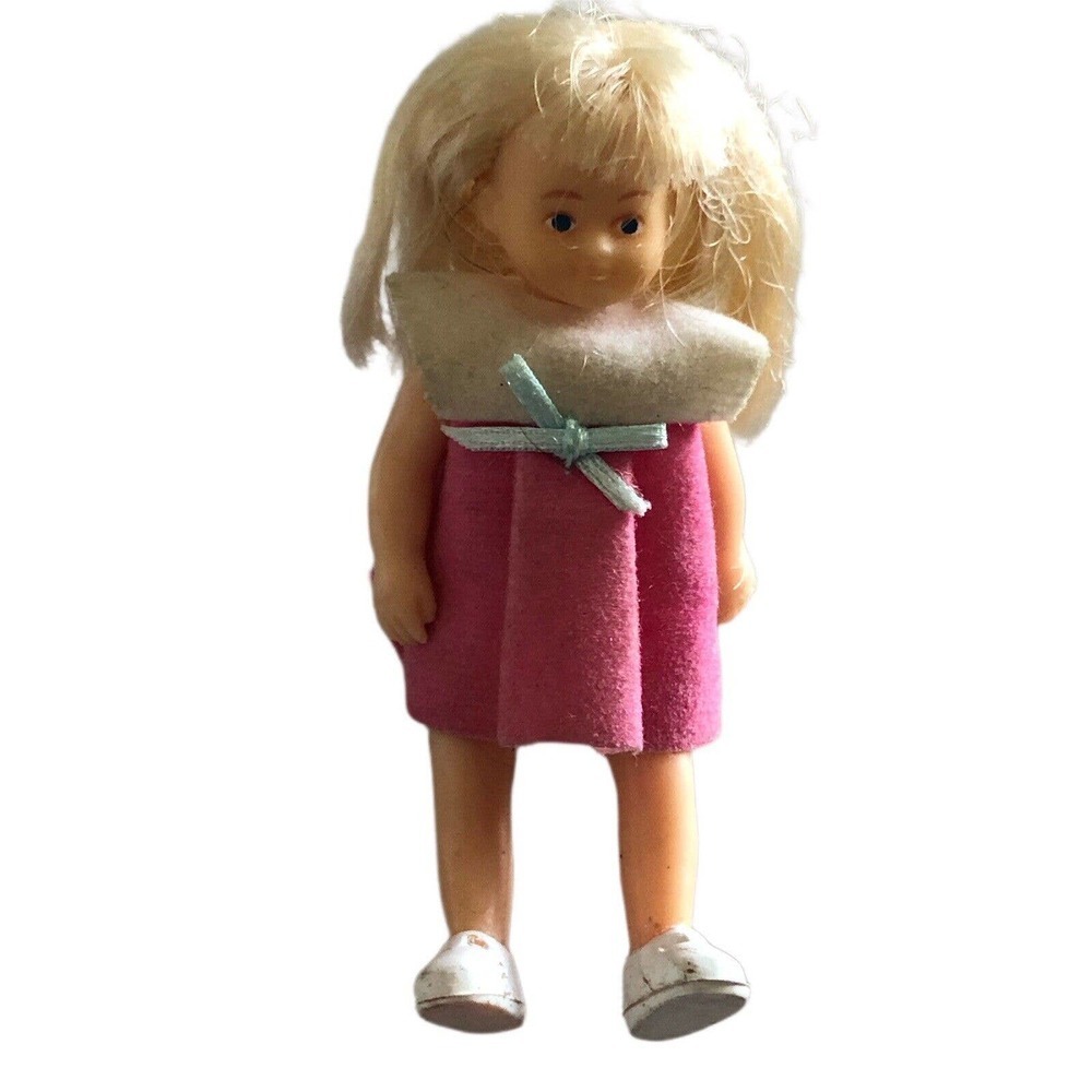 Vintage 1988 Horsham Vinyl Blonde Girl Dollhouse Doll 3” Tall - Picture 6 of 8